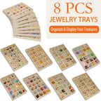 24 Grid Stackable Jewelry Organizer Tray Velvet Jewelry Drawer Inserts Earring Organizer for Women Jewelry Display Box Case for Earring Rings Stud Necklaces (Set of 8, Beige