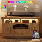 LIKIMIO TV Stand for 65 inch TVs, Entertainment Center with Power Outlet | 2 Storage Cabinets and Drawer. 60,000-color LED with Remote and APP Control. Cable Management Hole. P2 MDF. Easy Setup.