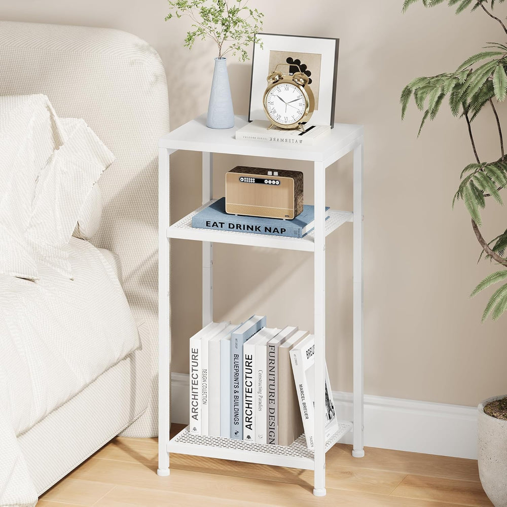 Heybly Small Side Table Set of 2, Tall End Table with Adjustable Shelf, Telep...