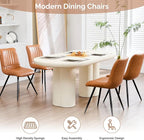 Dining Chairs Set of 3, Modern Dining Chairs with Thick Cushions, PU Leather Upholstered Kitchen Dining Room Chairs with Metal Legs for Dining Living Room (Caramel)