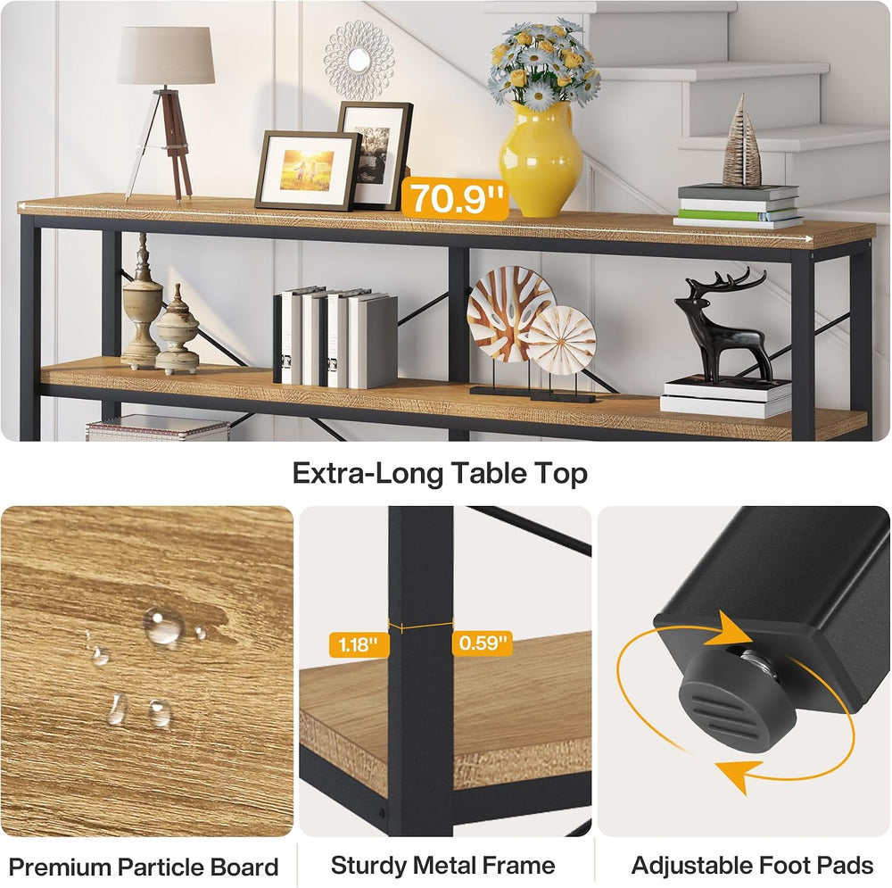 Tribesigns 71" Sofa Tables,Extra Long Couch Table, Narrow Long Console T...