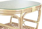 Pelangi Oval Coffee Table Natural Color with Glass Top Natural Rattan Wicker ECO Handmade Design