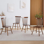 Solid Wood Dining Chairs Set of 4 (Windsor-4 Walnut, Walnut)