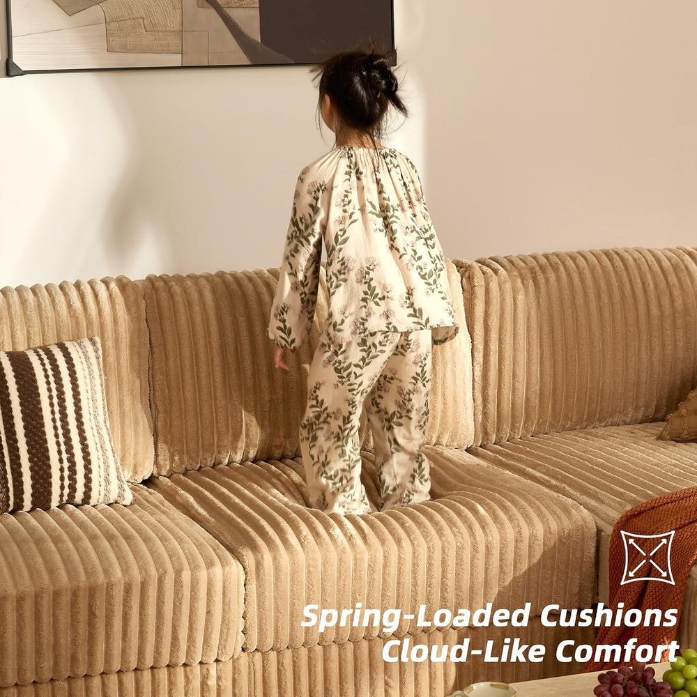 GOSUHI 139" U-Shaped Cloud Couch, Modular Sectional, Deep Seats, Camel |...