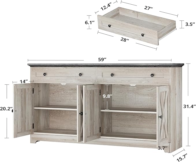 IRONCK Buffet Cabinet with Storage, Sideboard Storage Cabinet, Kitchen Cabine...
