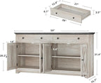 IRONCK Buffet Cabinet with Storage, Sideboard Storage Cabinet, Kitchen Cabinet with Drawers and Doors, Charcoal Grey and Beige Maple