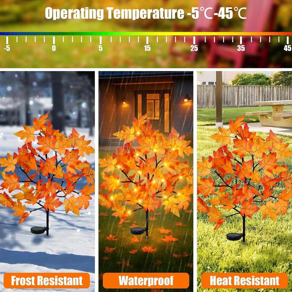 Uieke 4 Pack Solar Fall Lights Outdoor Decorative, 80LED Fall Solar Stake Lig...