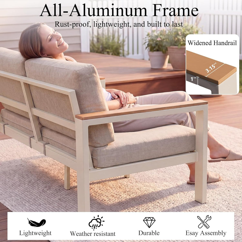 2PC Single Seat Aluminum Patio Chairs, Outdoor Furniture with 1.5mm Thick Pow...