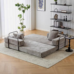 ZEIINPA Convertible Floor Sofa Bed with Fixed-Shape Frame, Modular Chenille Folding Mattress Couch with Armrest, Floor Sofa Lounge Couch for Living Room Bedroom Lounge Studio,Light Gray