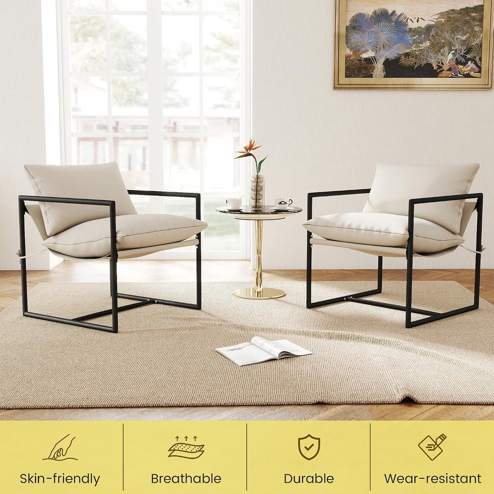 Kromax Sling Accent Chair, Set of 2, Cozy Living Room Chairs, Beige | Cozy Li...