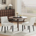 COLAMY Upholstered Dining Chairs Set of 2 with Mid Back and Wood Legs, Modern Accent Side Chairs for Living Room/Dining Room-Beige