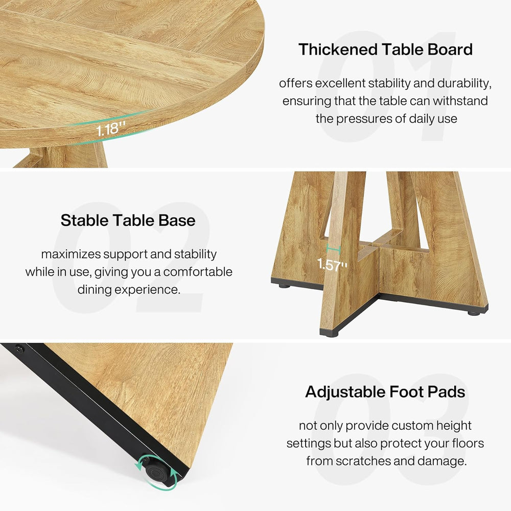 Tribesigns 47 inch Round Dining Table Wood Kitchen Table for Dining Room, 47&...