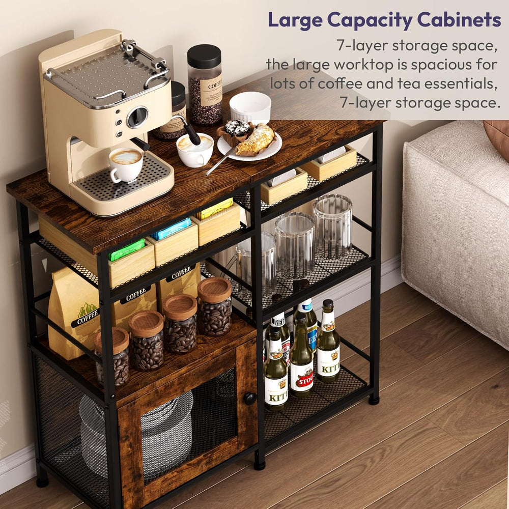 SWTYMIKI Coffee Bar Cabinet Station - Farmhouse Small Coffee Stand Station wi...