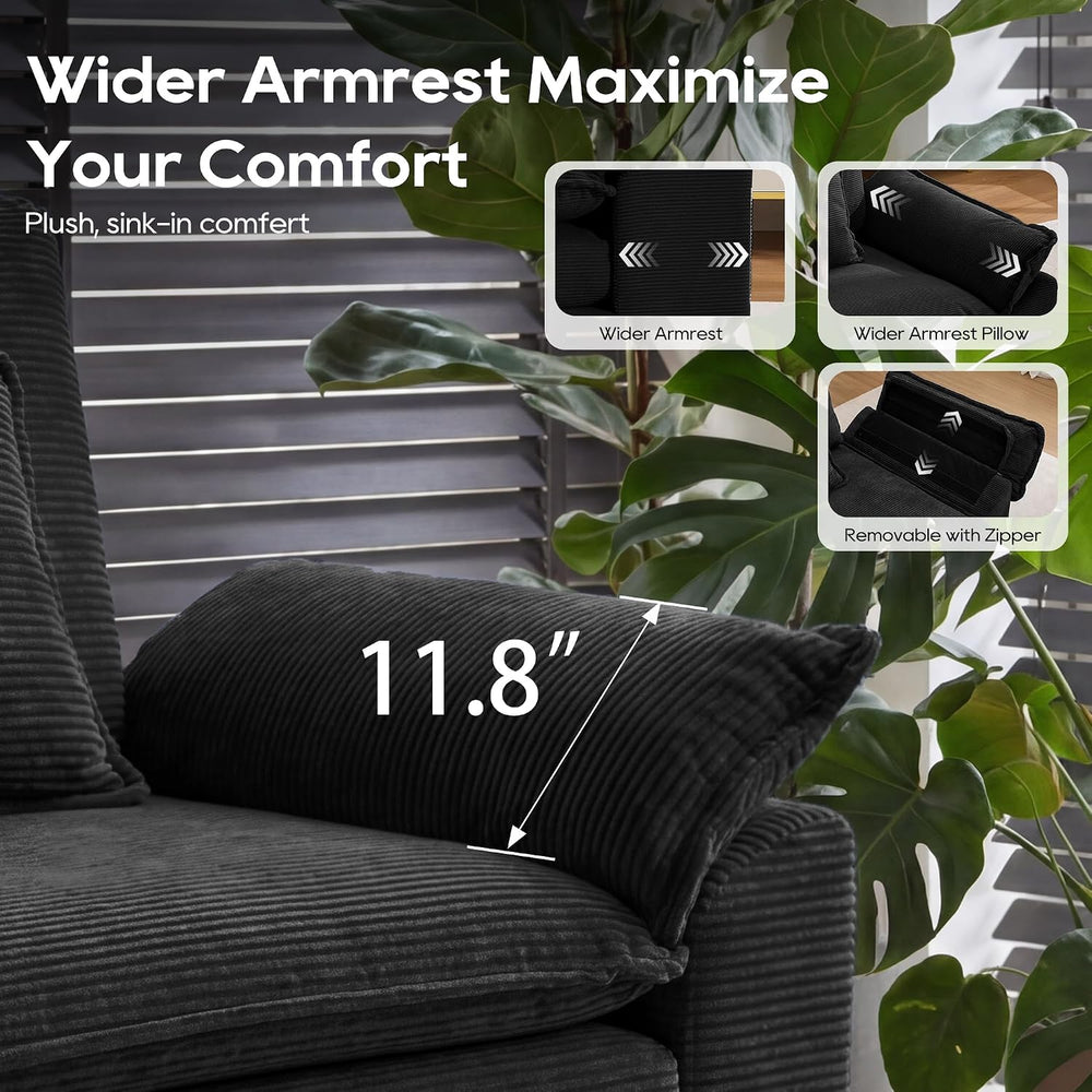 URRED Oversized Modular Sectional Sofa，Solid Black：157" U Shaped | Moder...