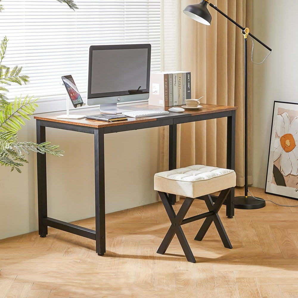 IBUYKE Square Makeup Stool with X-Leg, Linen Vanity Chair, Linen LG-70Y
