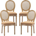 French Country Dining Chairs Set of 4, Caramel Kitchen & Dining Room Chairs Set of 4, Rattan Dining Chairs, Cane Back, Wood Legs, Sillas De Comedor (Rattan, Amber, 4Pcs)