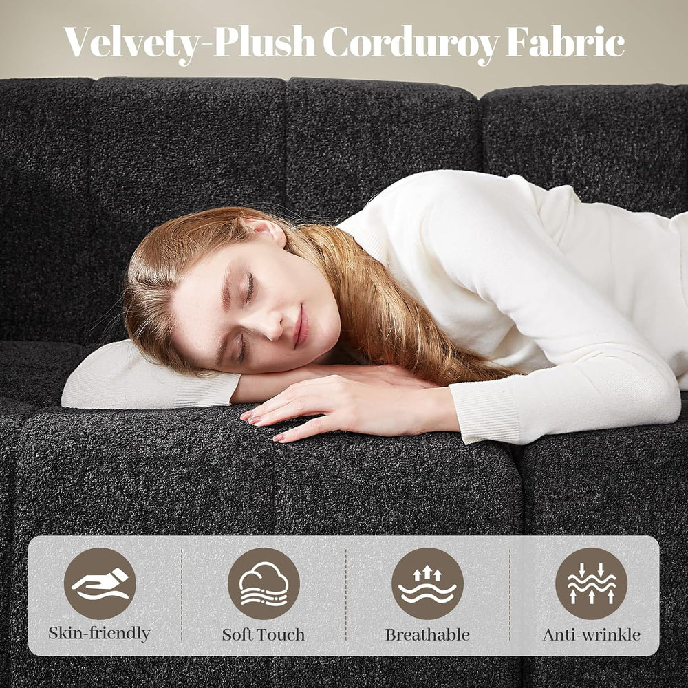 Modular Sectional Sofa with Deep Seat, Cloud Couch with 2 Movable Ottoman, No...
