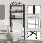 3-Tier Over The Toilet Storage, Freestanding Metal Bathroom Shelves, Space Saver Above The Over Toilet Storage Shelf for Bathroom (Black)