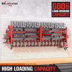 66" W Super Large Power Tool Organizer Wall Mount,Heavy Duty Cordless Tool Organizer with 18 Drill Holder,600 Lbs Capacity 4-Layer Garage Organization for Garage and Workshop (Red)