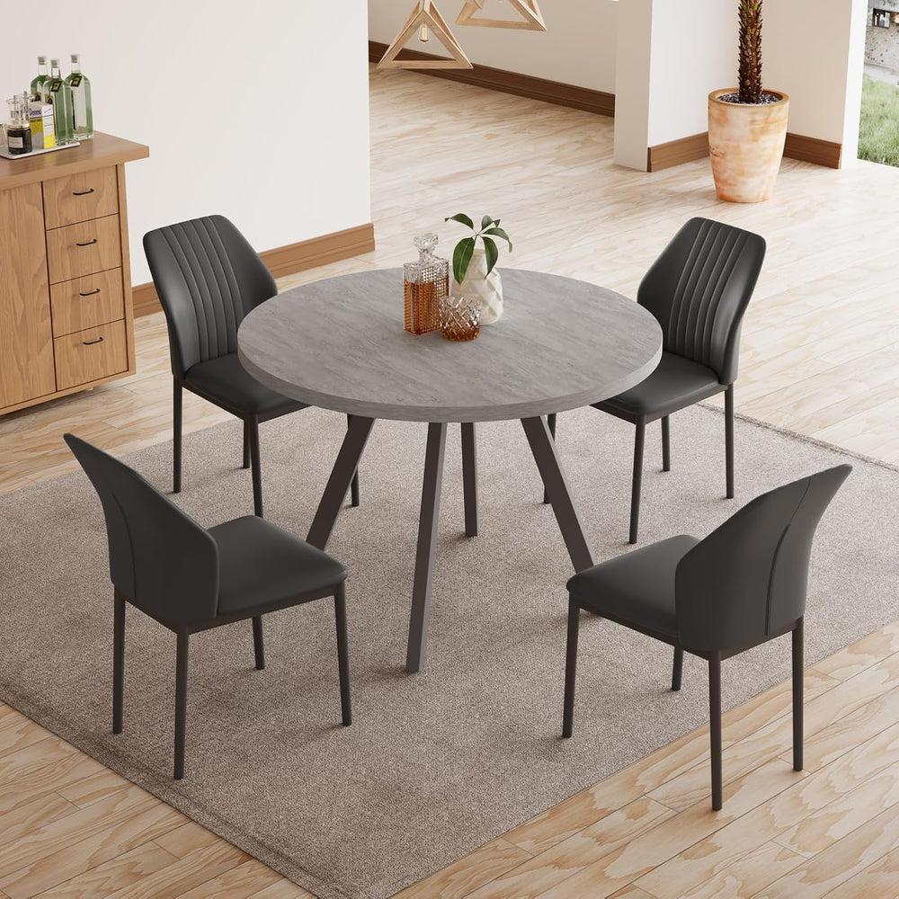 Zerifevni 34.6'' Round Dining Table and Chairs for 4, Mid Century Mod...