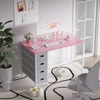 Pamray 40 Inch Computer Desk with 4 Drawers Small Office Desk for Home Bedroom Study Writing Simple Modern Computer Table Pink