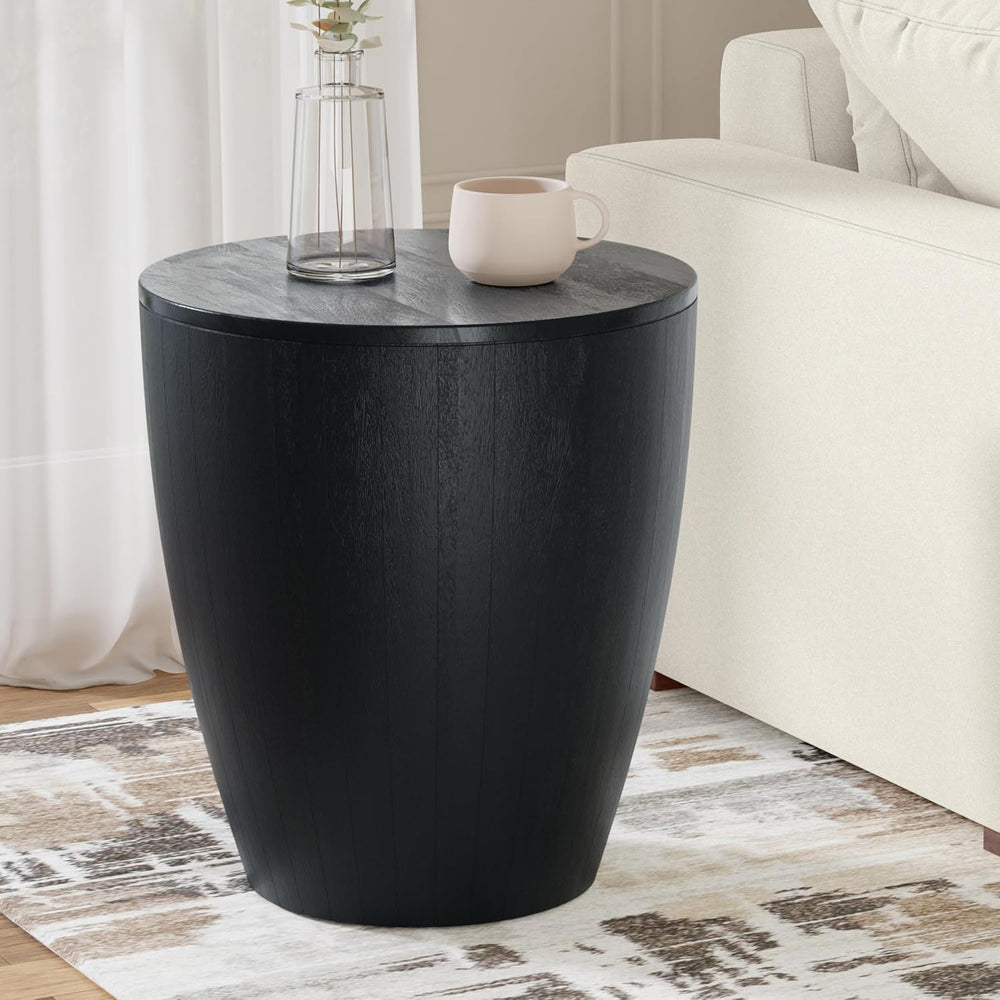 SIMPLIHOME Elmbrook End Table - 21 inch Wide Solid Mango Wood Round Drum Tabl...