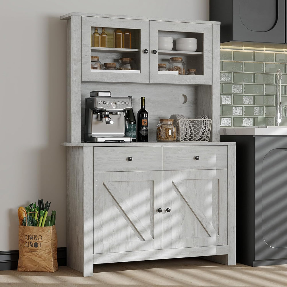 TrailBlaze Freestanding Pantry Cabinet with Microwave Stand - Coffee Bar &amp...