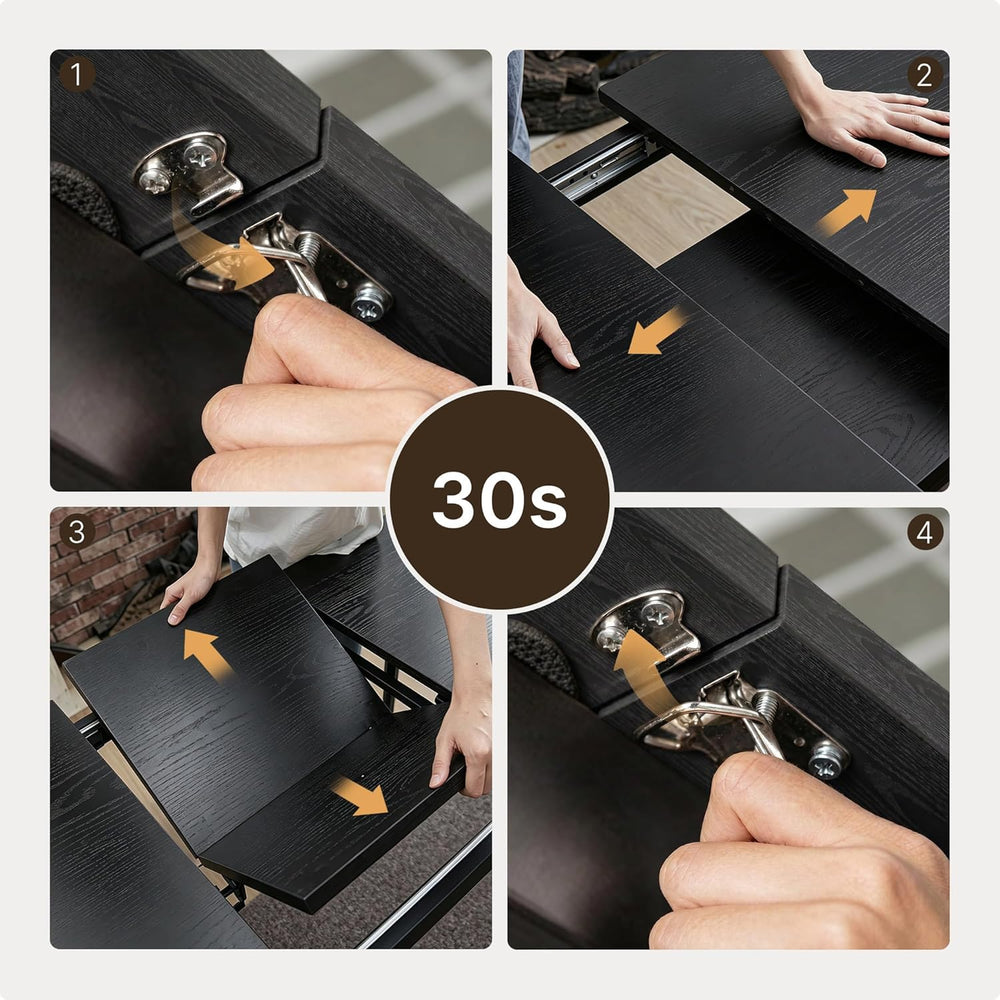 Ahomly 63“ Extendable Dining Table Set with 180° Smart-Flip Pivot, Black | Di...
