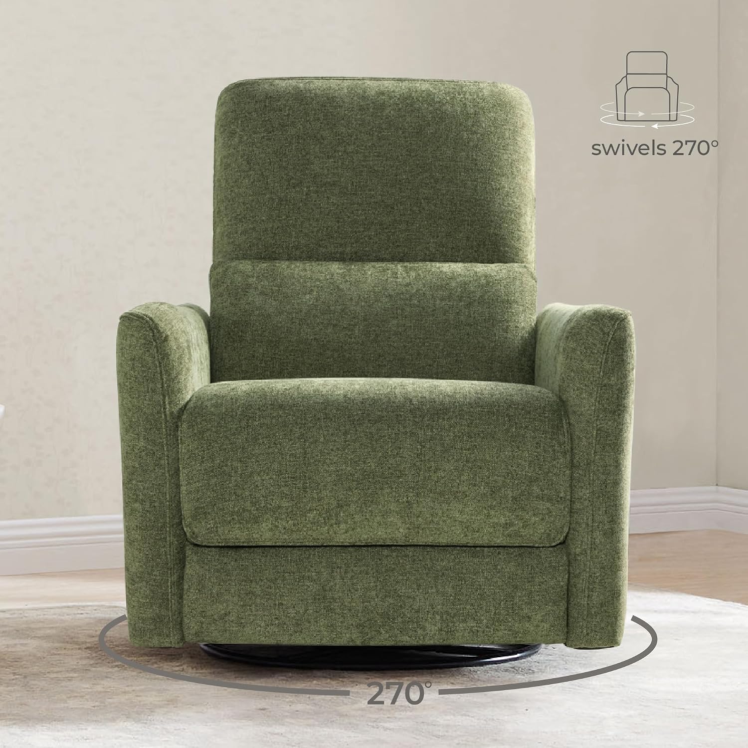 CHITA Power Swivel Glider Recliner Chair, Nursery Glider, Medium, Green | FSC Certified Upholstery Rocking Chair, Lumbar Support, Reclining Chair for Living Room / Nursery