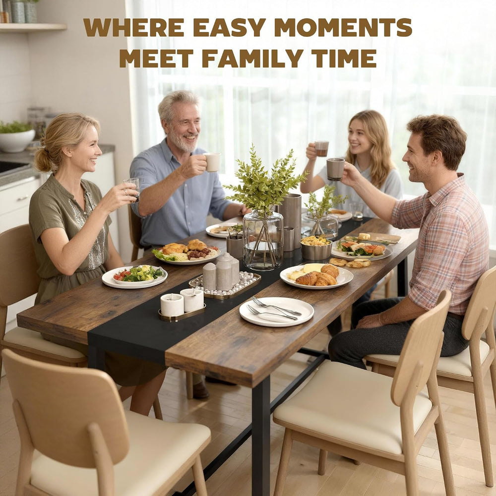 HOMCOM Industrial Dining Table for 8 People, 70.9" Long Rectangular Kitc...