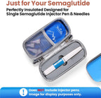 Hard Shell Insulated Cooler Travel Case for 1 Ozempic or Wegovy Injector Pen & Needles, TSA Approved Cold Pack, Easy to Clean, Compact Syringe Box Holder for Trip & Daily Use (Blue)