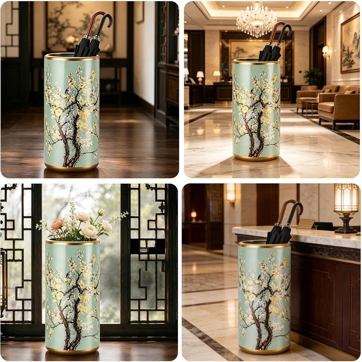 Ceramic Umbrella Holder, Walking Stick and Cane Stand, Home Decor Vase, Floor-Standing Umbrella Stand, Non-Slip Base, for Home, Office, Entryways, and Indoor Use