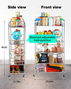 susunnus Stainless Steel Cart with Wheels 5 Tier,Stainless Steel Kitchen Cart,Utility Cart,Metal Cart with Wheels,Suitable for Various Occasions,Movable,Gift Tools