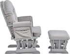 Glider and Ottoman Gray Wood and Light Gray Fabric