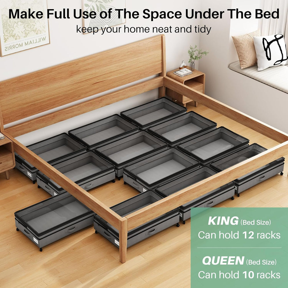 Kitstorack Under Bed Storage with Wheels 2Pack Height-adjustable Under Bed St...
