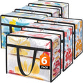 Clear Clothes Storage Bags, 6 Pack Closet Organizers and Under Bed Storage Containers, Foldable Moving Bags with Zippers for Comforter, Blanket, Bedding, Duvet, PVC Packing Bags 60L