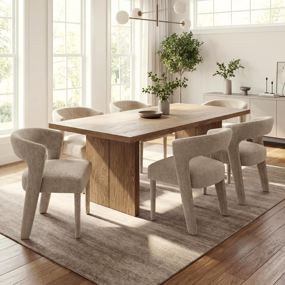 Mid-Century Upholstered Dining Chairs Set of 6, Modern Chenille Barrel Dining...