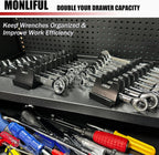 60PCS Magnetic Modular Wrench Organizer Wrench Holder - Wrenchs Tool Organizers for Tool Drawer Storage, Wrenchs Rack with Metric SAE Labels, Tool Storage Set Holder Festival for Mechanics
