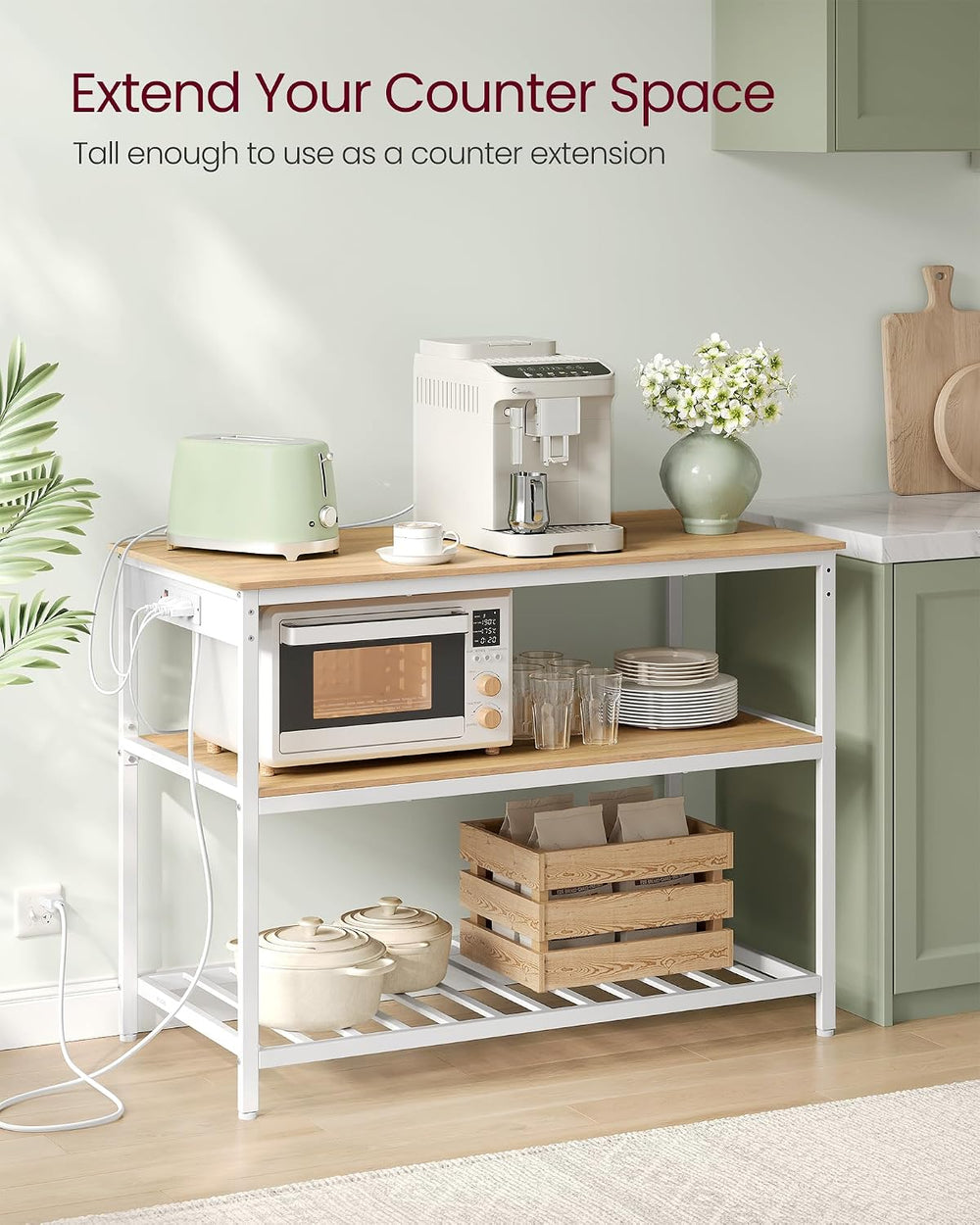VASAGLE Kitchen Island with 3 Shelves, Storage Cabinet, Steel Structure | Kit...