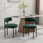 Boucle Dining Chairs Set of 6, Green Dining Chairs with Upholstered Seat and Round Back, Mid-Century Modern Kitchen Chairs for Dining Room, Restaurant