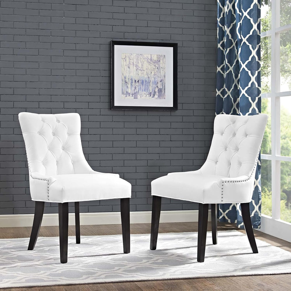 Modway Regent Modern Tufted Faux Leather Upholstered Two Dining Chairs with N...