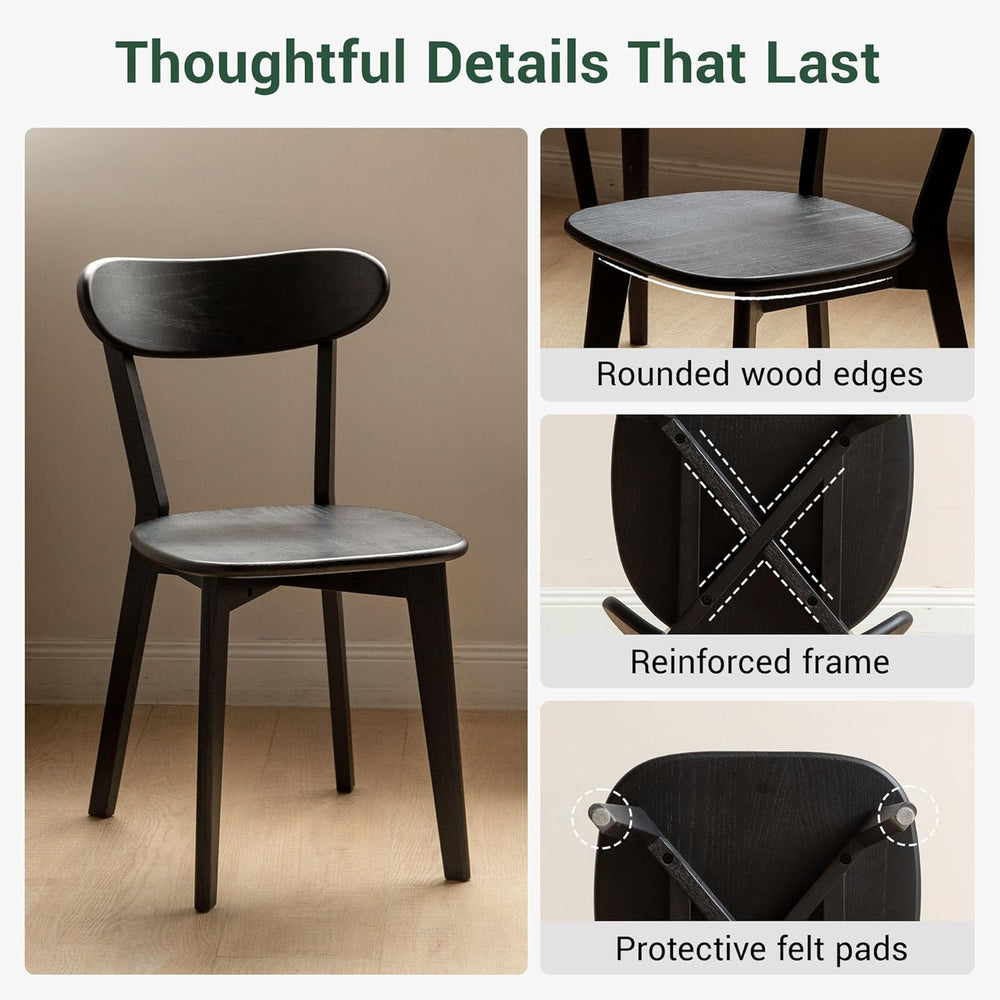 Dining Chairs, Kitchen Chairs, 100% Oak Solid Wood Modern Chair with Curved B...