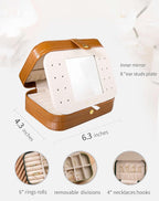 S.Leaf Travel Jewelry Organizer Boxes for Women Small Portable Necklace Earrings Bracelet Rings Travel Case Best Friend Birthday Gifts for Women Trendy (16_Crocodile_Brown_Big)