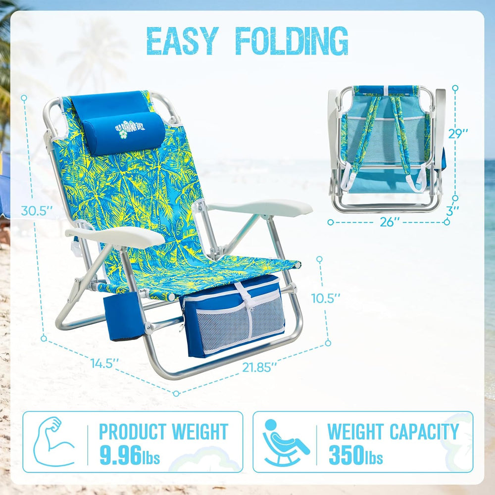 Old Bahama Bay Beach Chairs for Adults, 7-Position Classic Lay Flat Beach Cha...