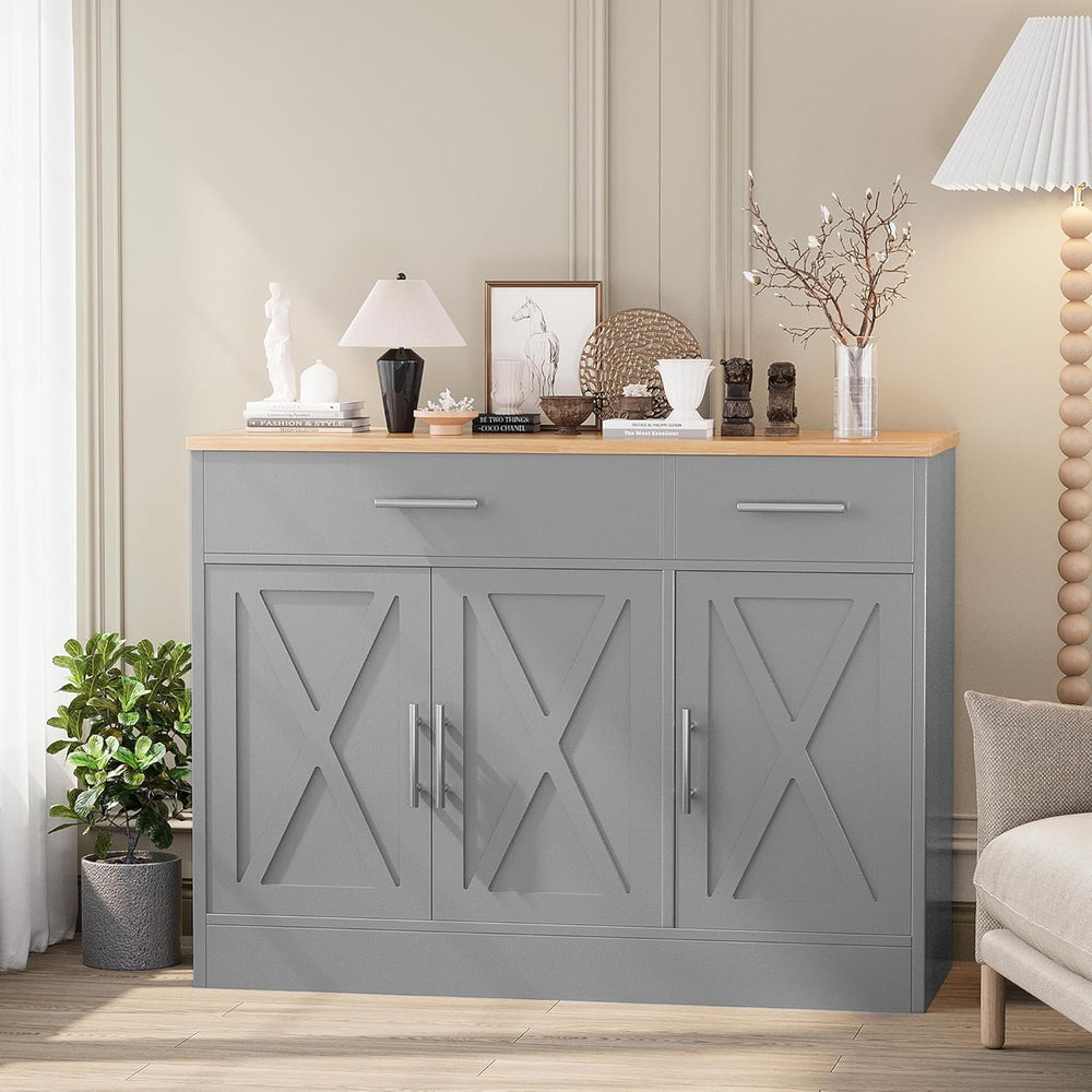Shintenchi Modern Farmhouse Sideboard Buffet Cabinet with Storage with 3 Door...