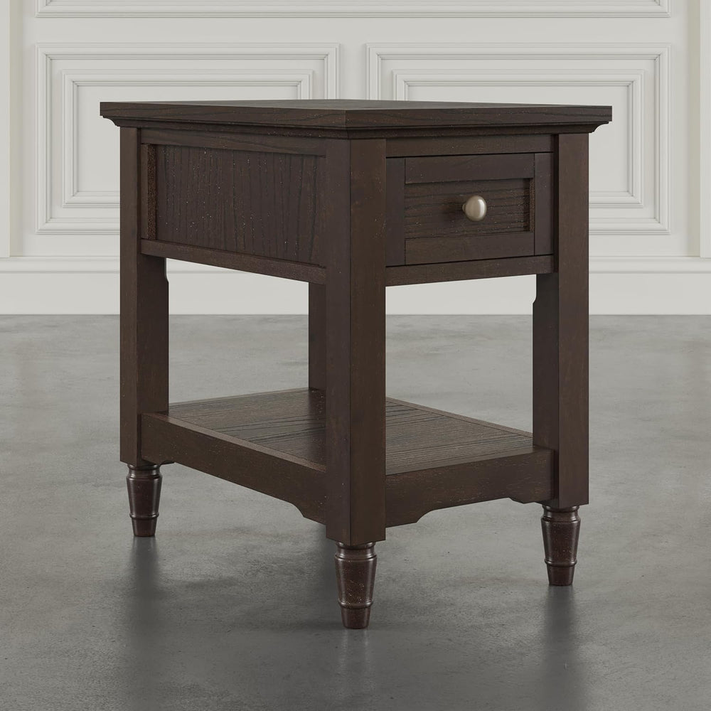 Brentwood Modern Transitional Chairside End Table with Drawer and Storage She...