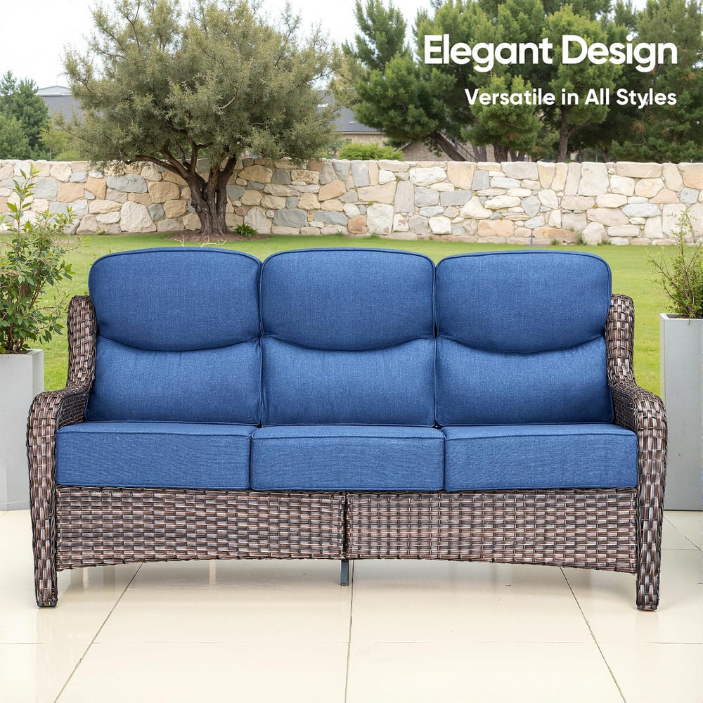 Swivel Patio Chairs sofa Set of 4 with 6" Thick Cushion - Wicker Outdoor...