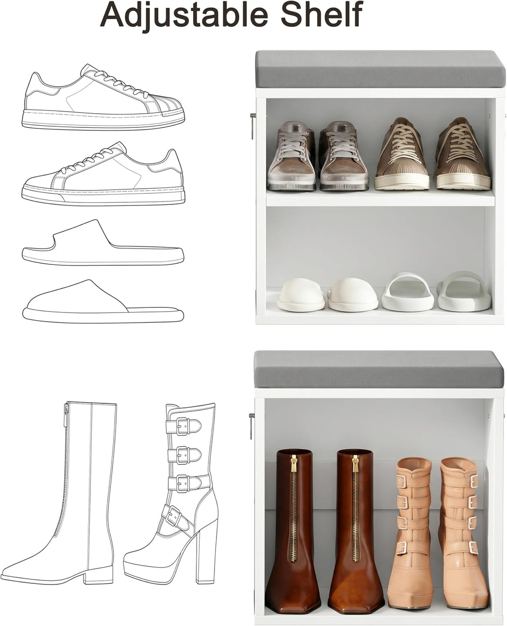 HOOBRO Shoe Storage Bench with Cushion, Entryway Bench with Coat Rack Set, Sm...