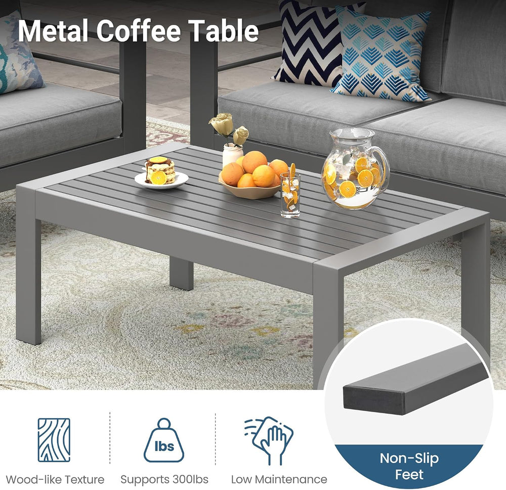 Wisteria Lane Metal Patio Furniture Sofa, All-Weather Outdoor Couch with Upgr...