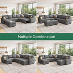 HONBAY Modular Sectional Sleeper Sofa with Pull Out Couch, Oversized U Shaped Sleeper Pull Out Bed with Storage Sectional Couches for Living Room - Dark Grey